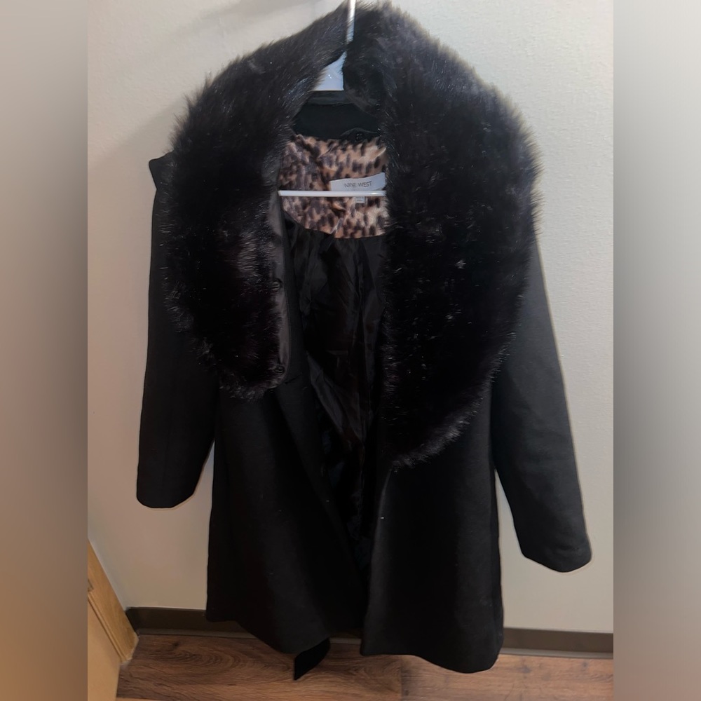 Nine West long trench / pea coat with faux fur (removable)
